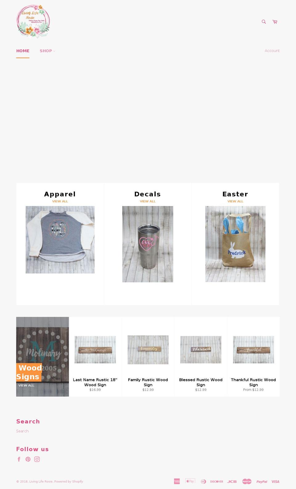livingliferosie.com — Shopify storefront screenshot