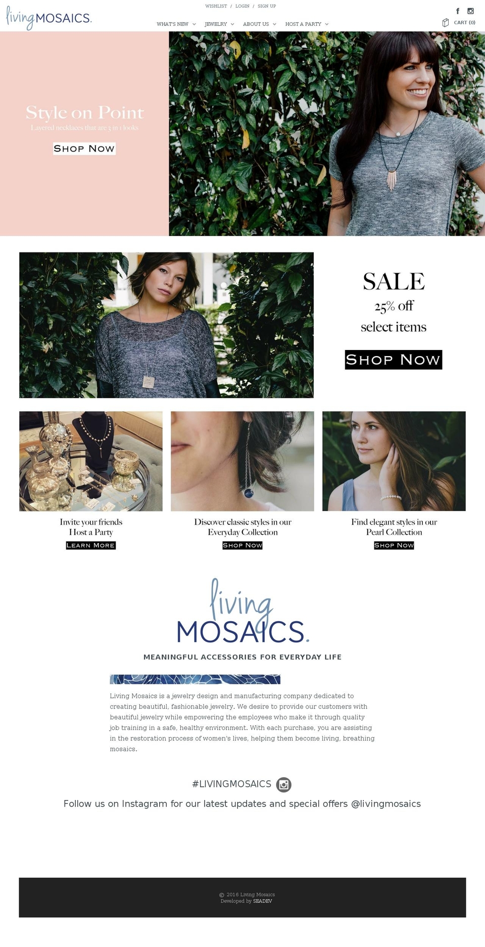 livingmosaics.net shopify website screenshot