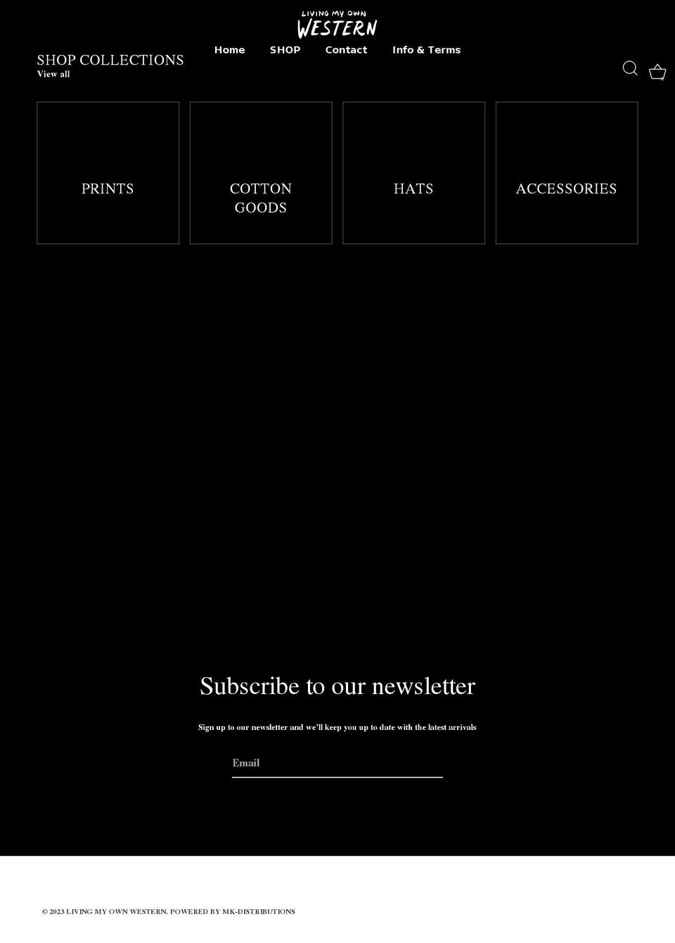 livingmyownwestern.com shopify website screenshot