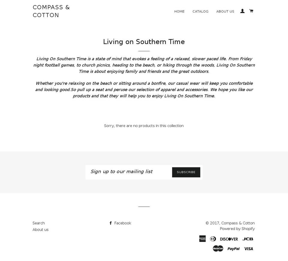 livingonsoutherntime.com shopify website screenshot