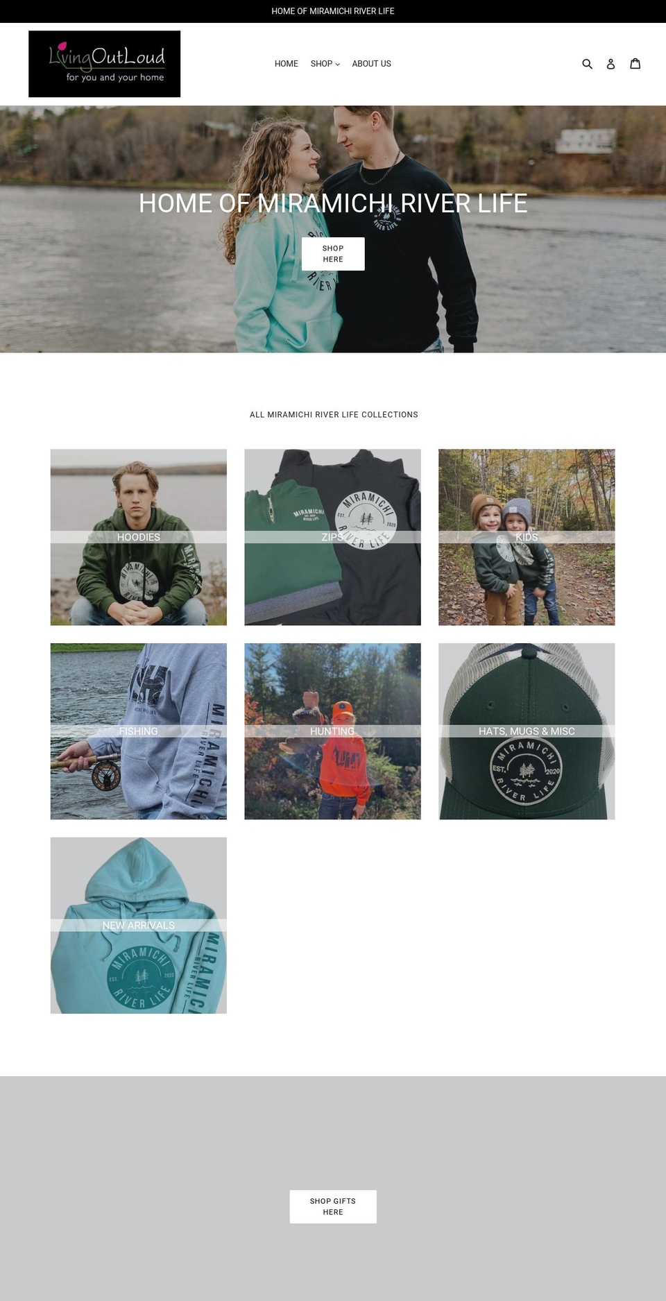 livingoutloudgifts.ca shopify website screenshot