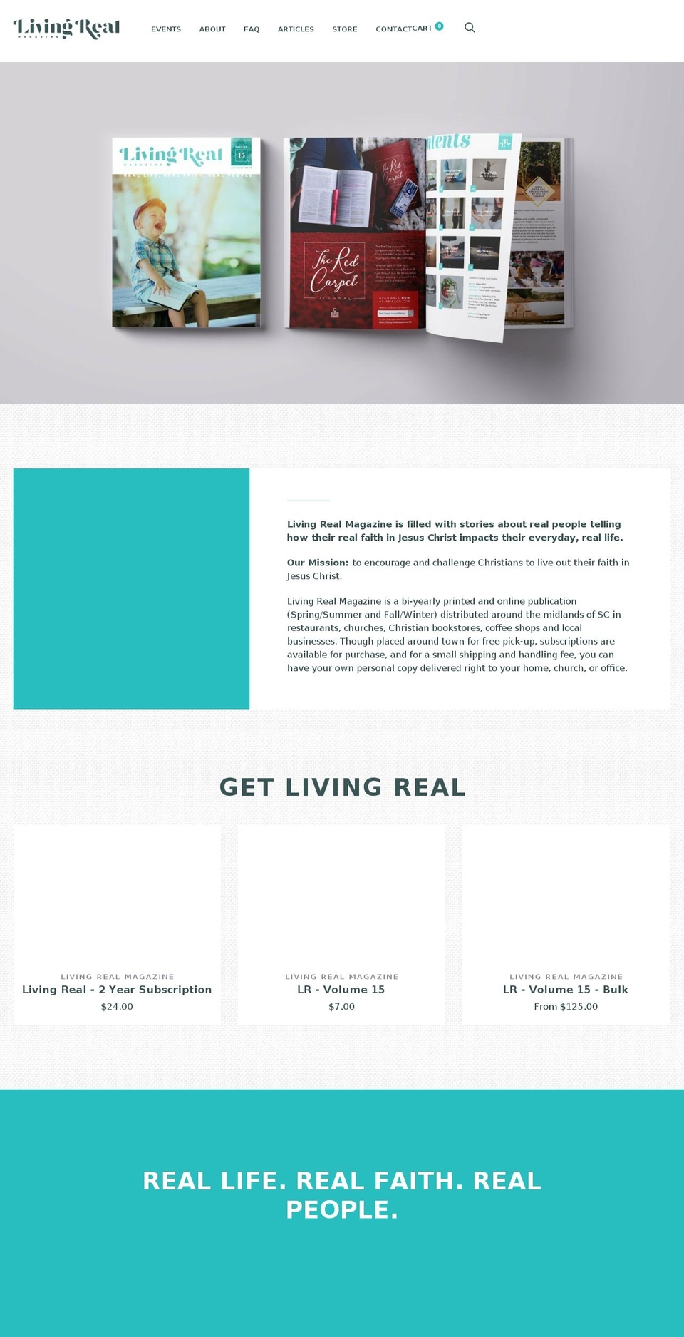 livingrealmag.com shopify website screenshot