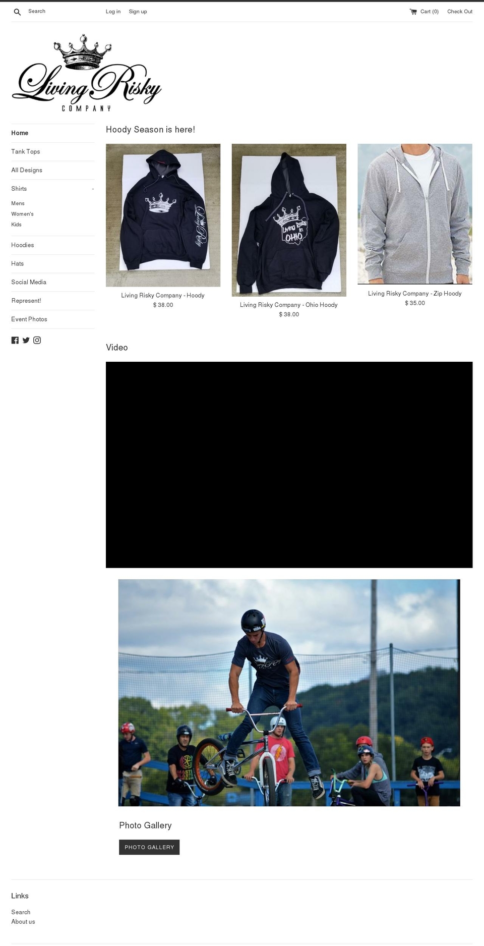 livingrisky.com shopify website screenshot
