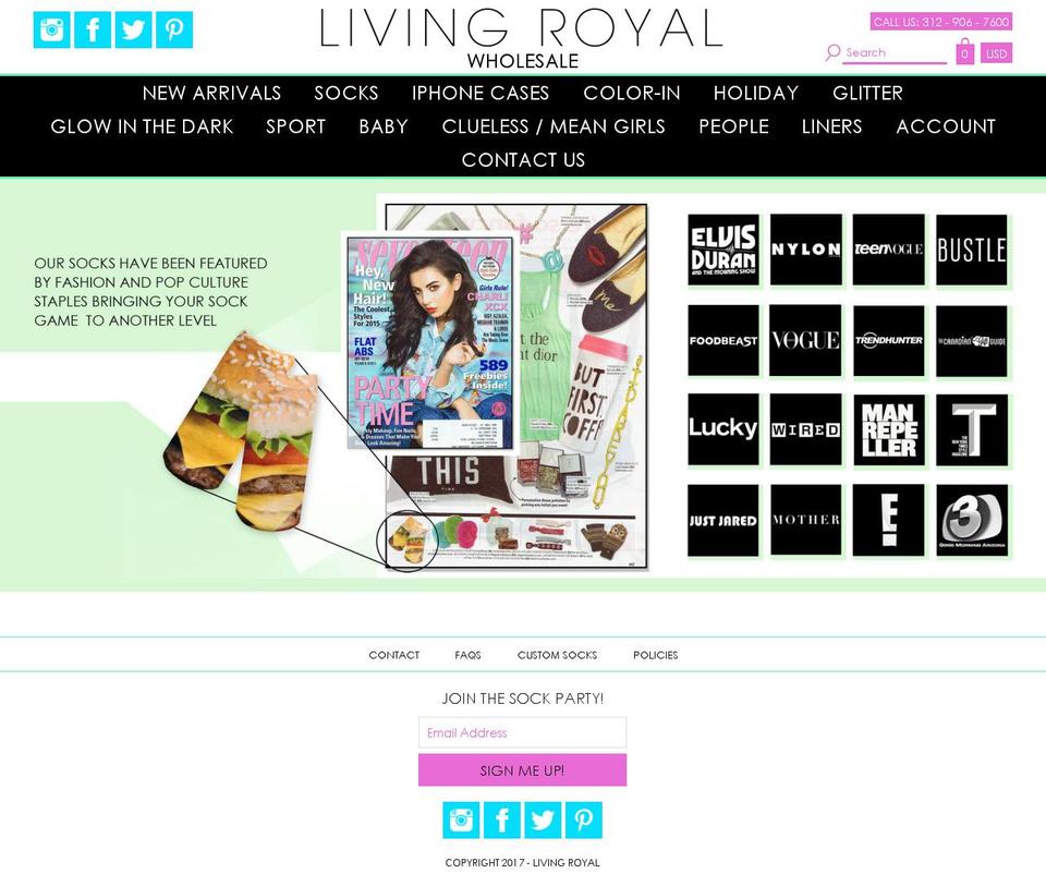 livingroyalwholesale.com shopify website screenshot