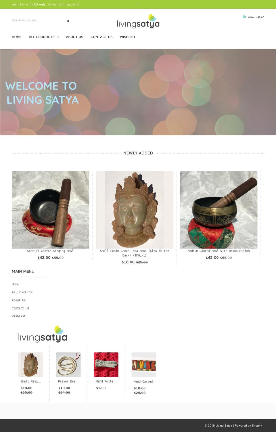 livingsatya.com — Shopify storefront screenshot
