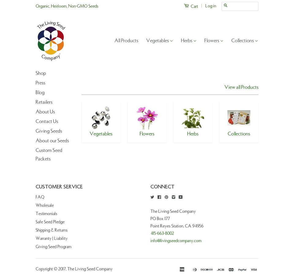 livingseedcompany.com shopify website screenshot