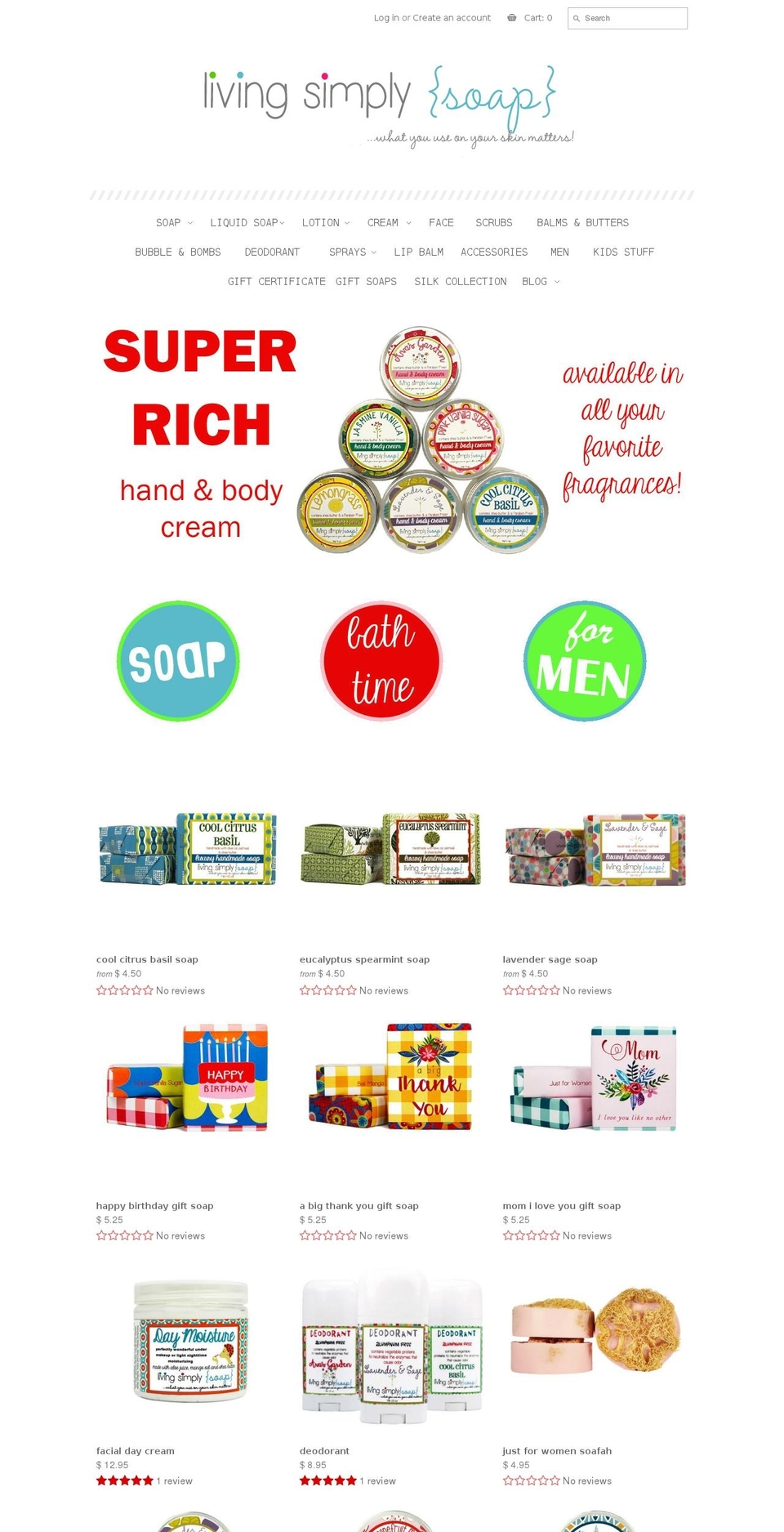 livingsimplysoap.com shopify website screenshot