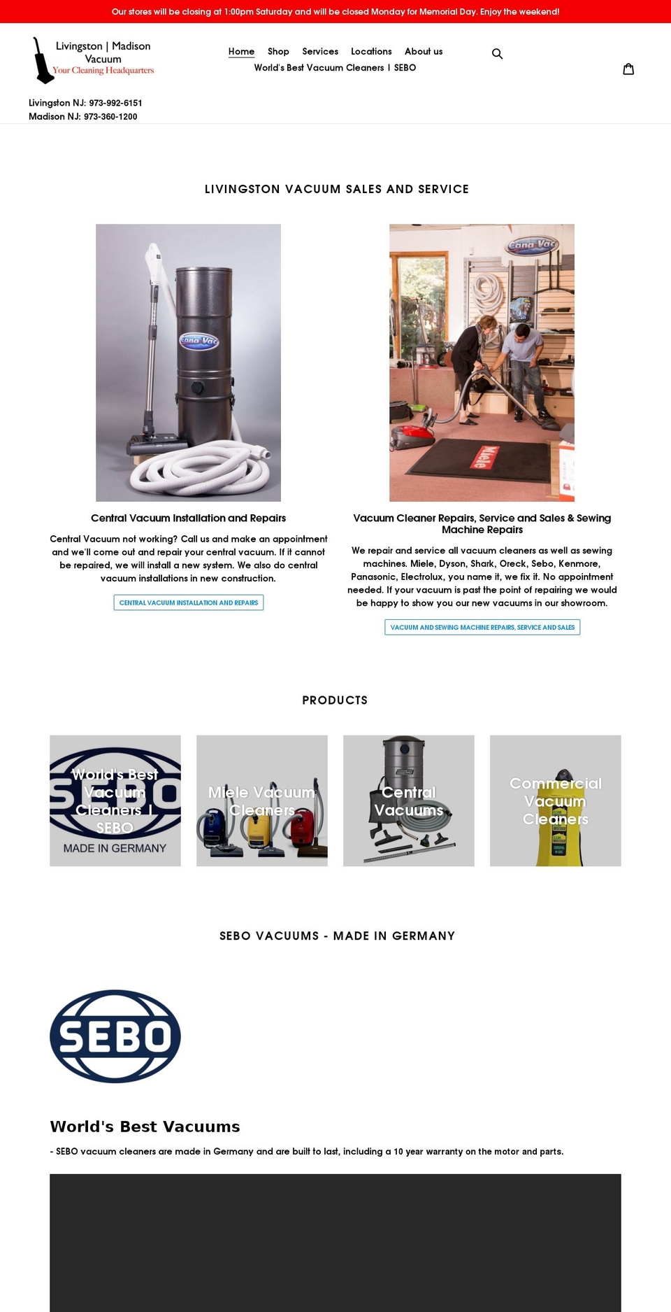 livingstonvacuum.com shopify website screenshot