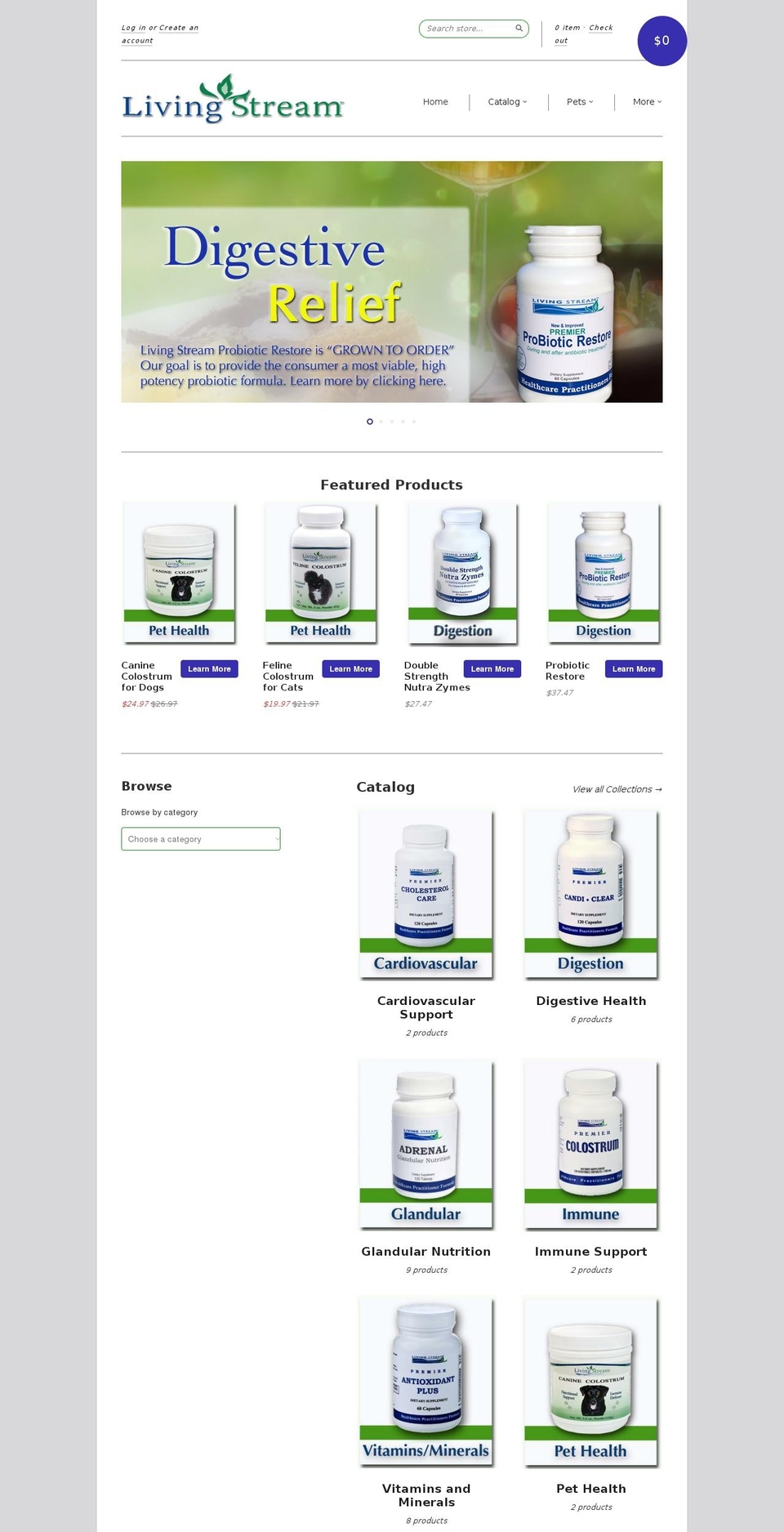 livingstreamhealth.com shopify website screenshot