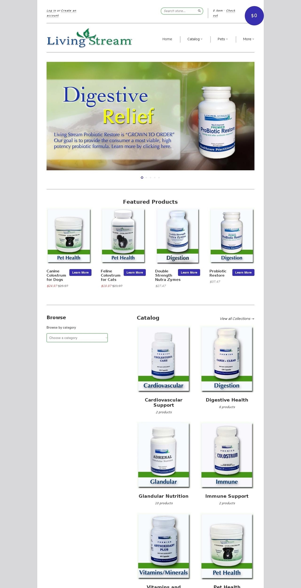 livingstreamhealth.info shopify website screenshot