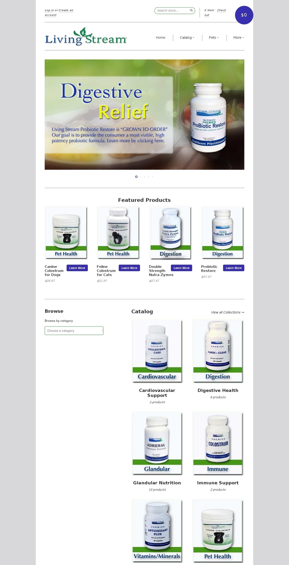 livingstreamhealth.net shopify website screenshot