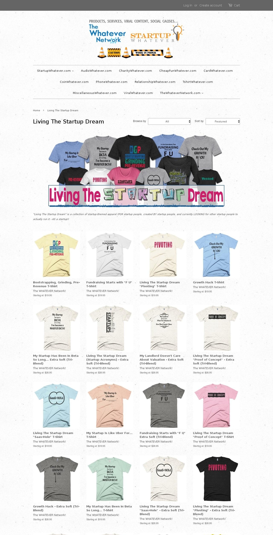 livingthestartupdream.com shopify website screenshot