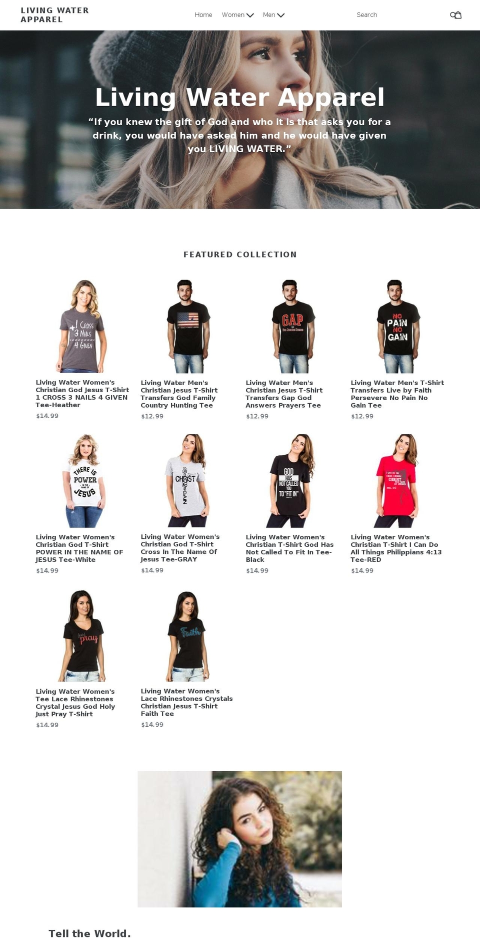 livingwaterapparel.com shopify website screenshot