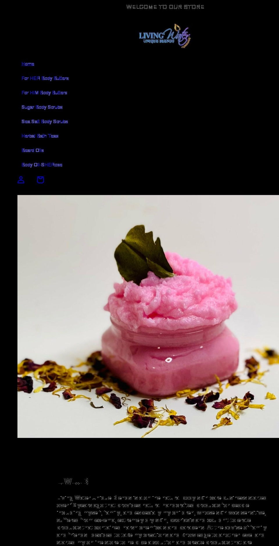 livingwateruniqueblends.com shopify website screenshot
