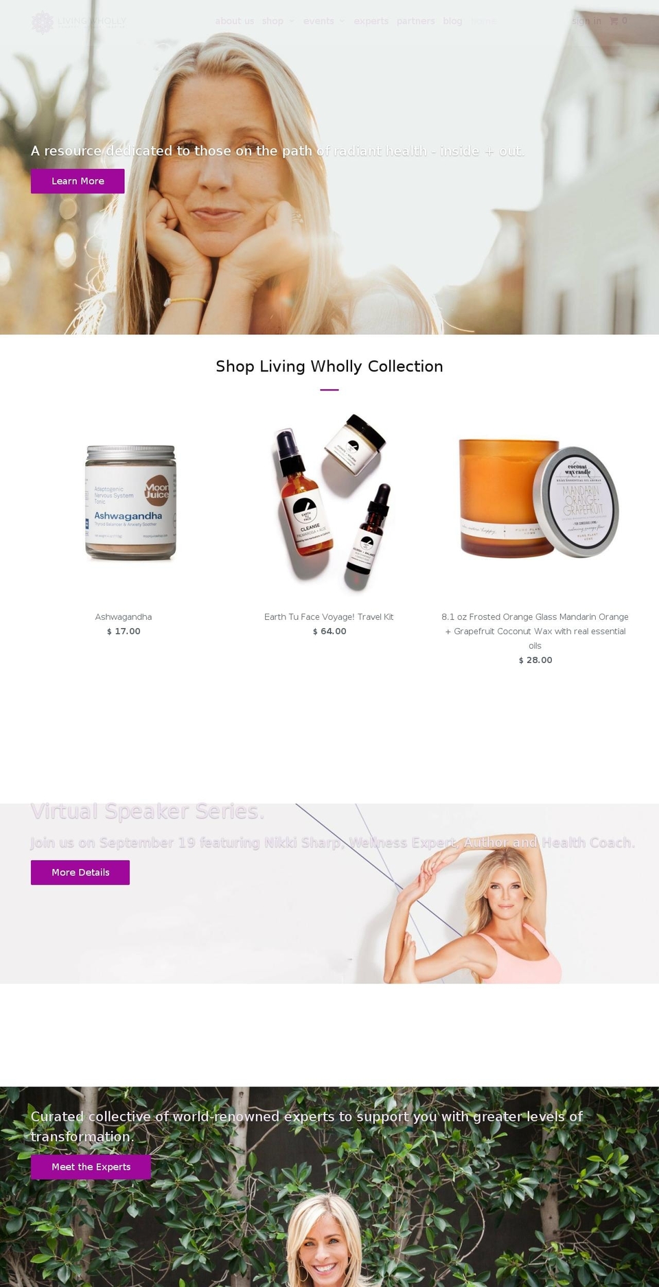 livingwholly.co shopify website screenshot