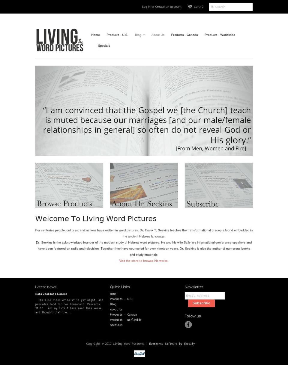 livingwordpictures.org shopify website screenshot