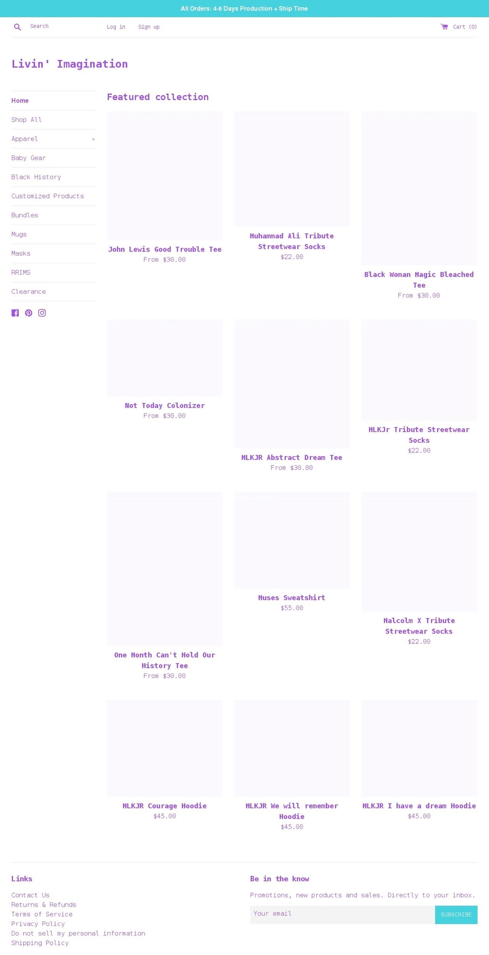 livinimagination.com shopify website screenshot