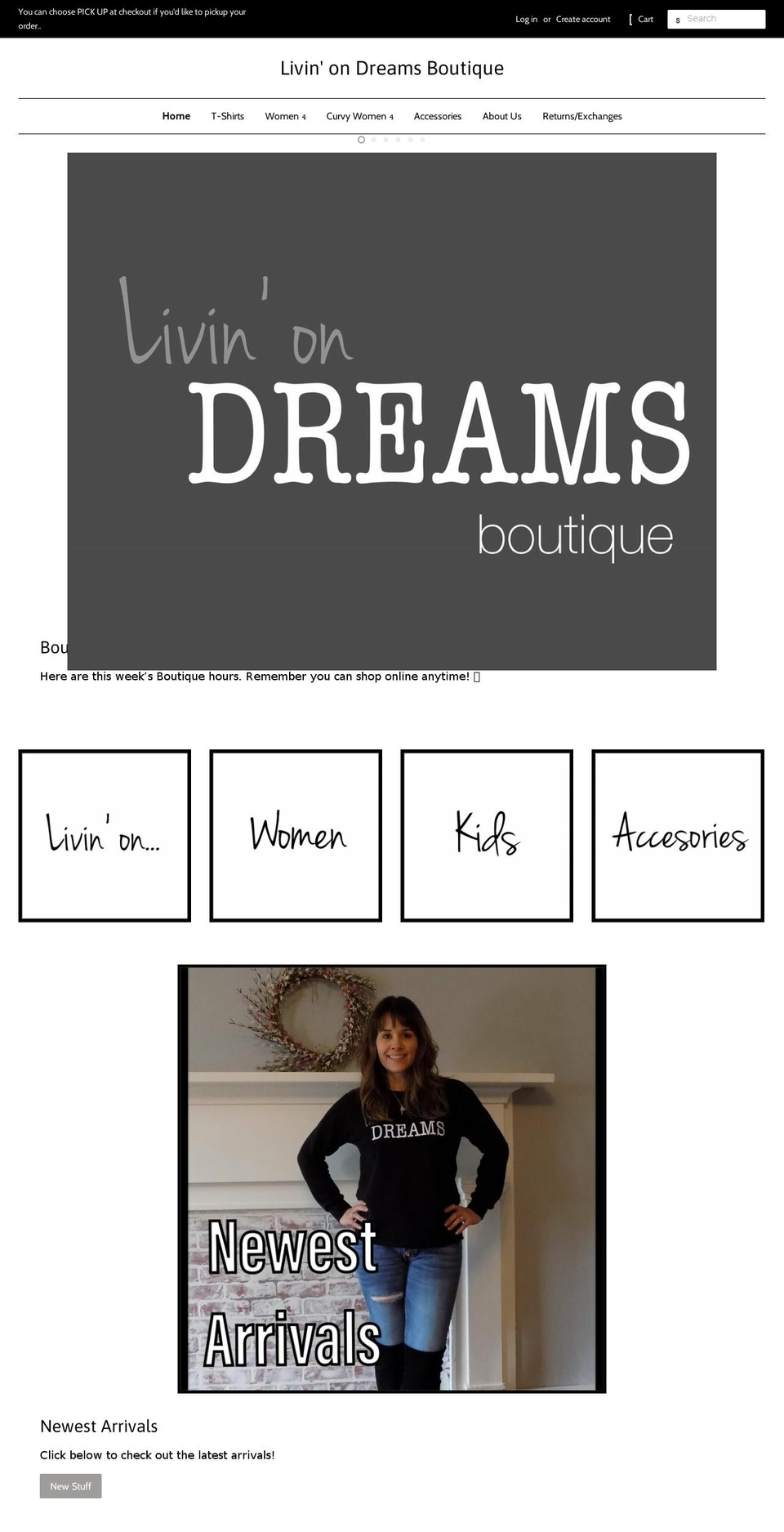 livinondreams.com — Shopify storefront screenshot