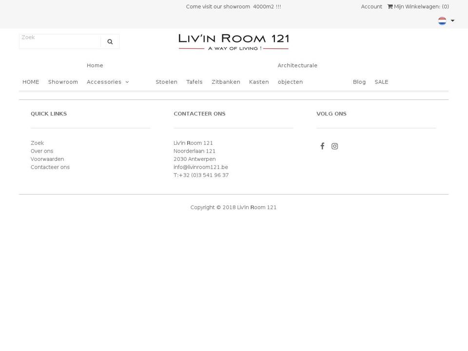 livinroom121.be shopify website screenshot