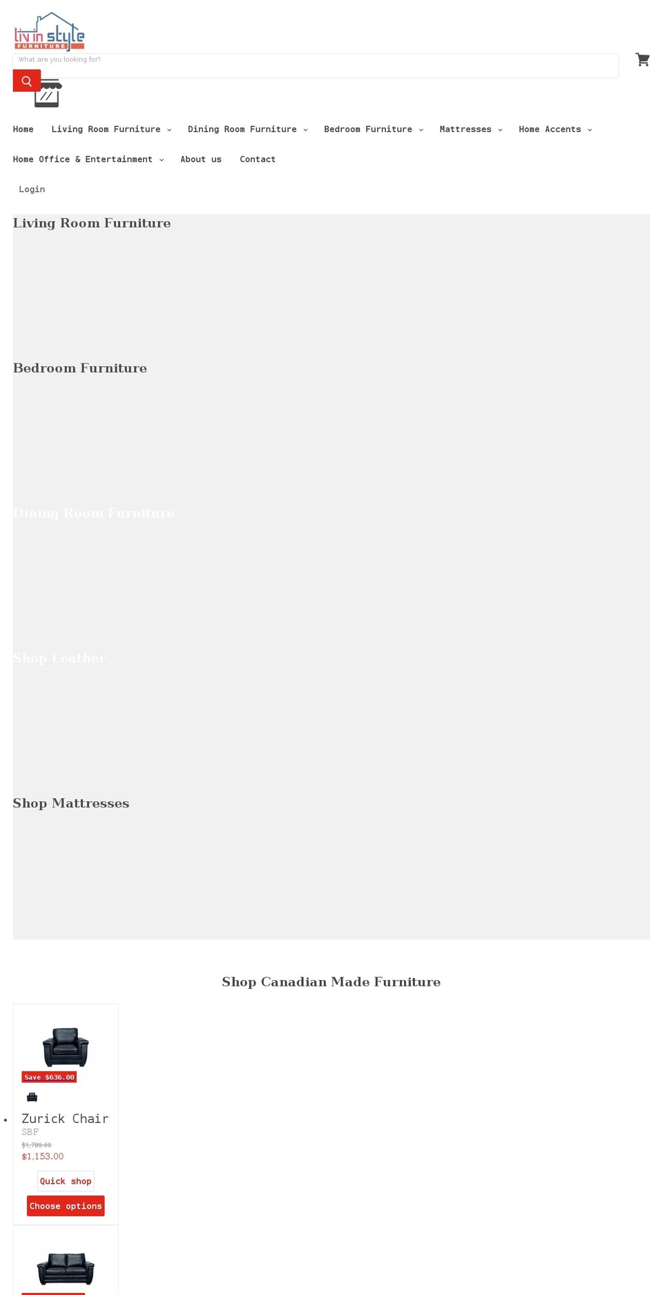 livinstylefurniture.com shopify website screenshot