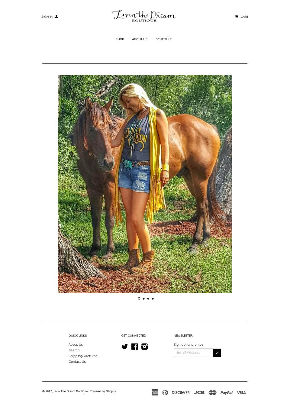 livinthedreamboutique.com shopify website screenshot