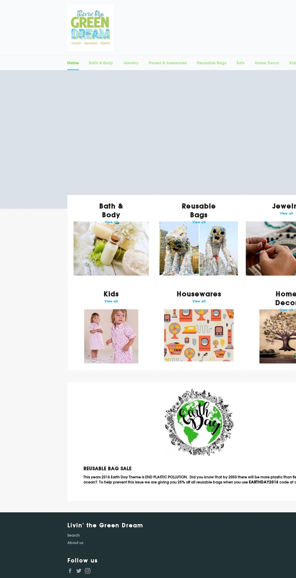 livinthegreendream.com shopify website screenshot