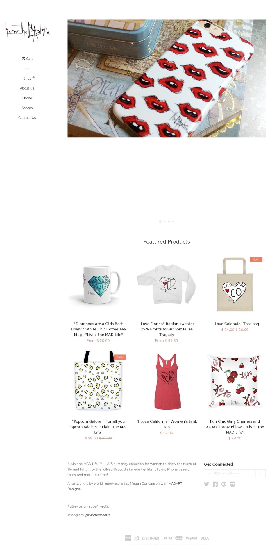 livinthemadlife.com shopify website screenshot
