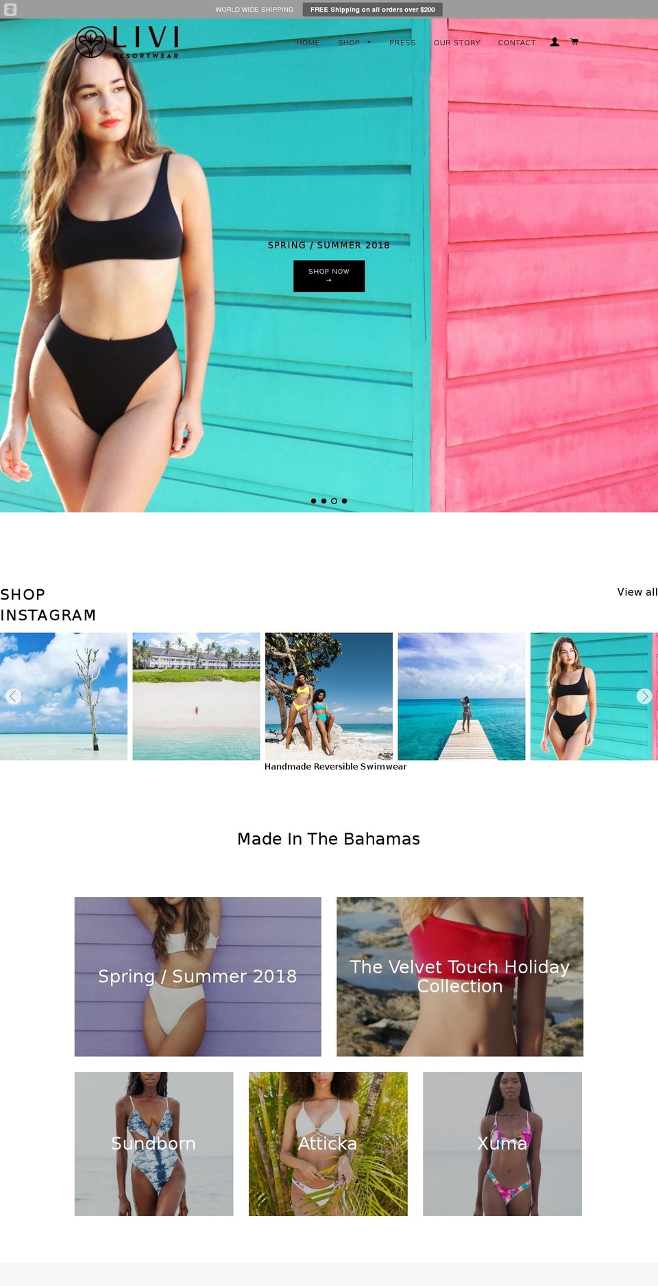 liviresortwear.com — Shopify storefront screenshot