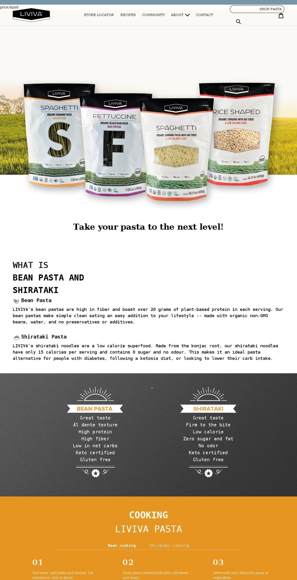 livivafoods.com shopify website screenshot