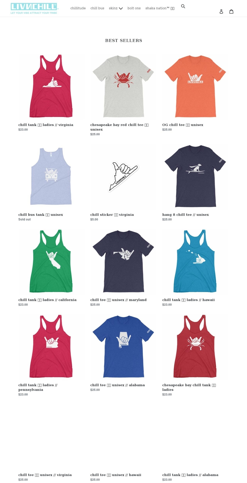 livnchill.com shopify website screenshot