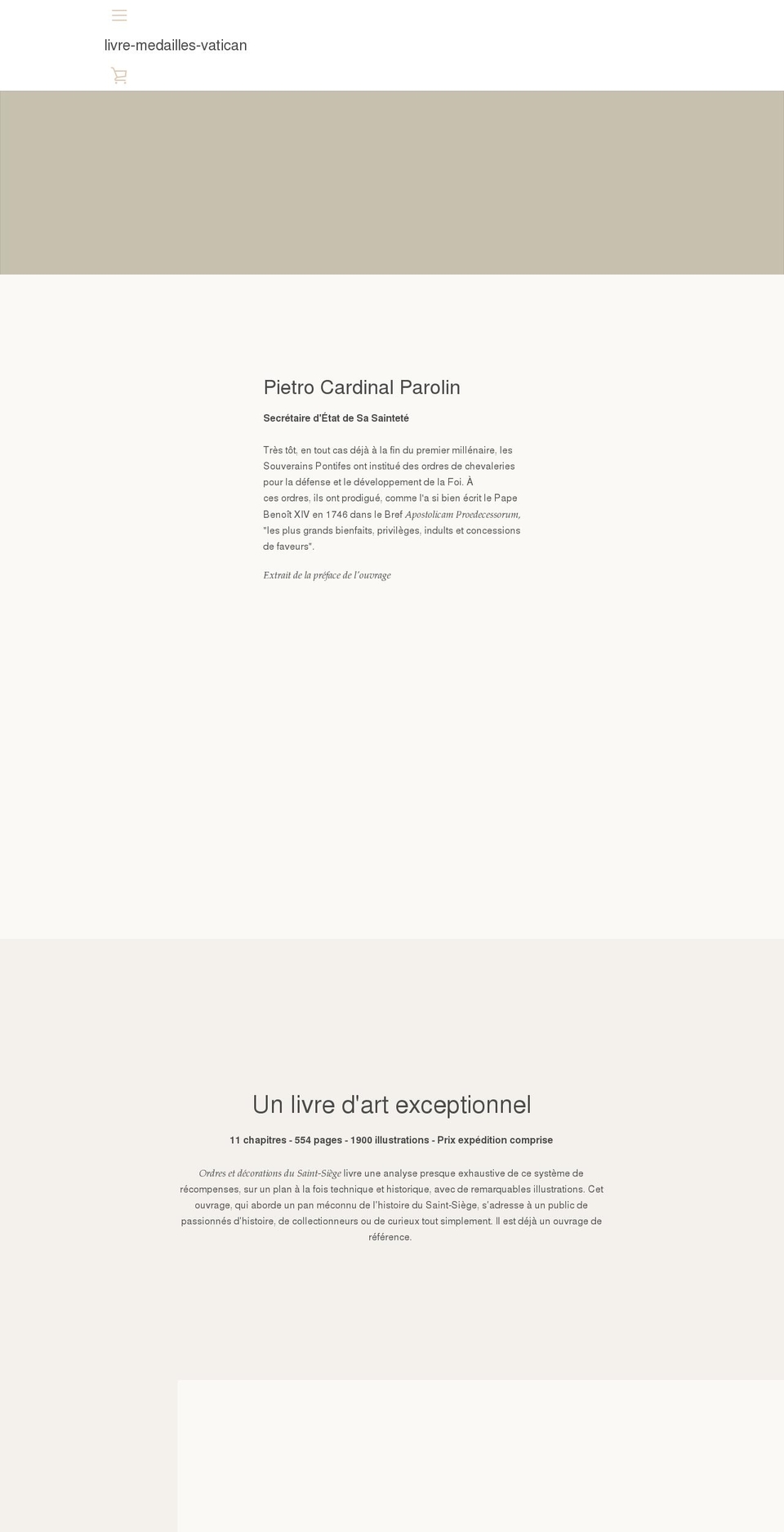 livre-medailles-vatican.fr shopify website screenshot