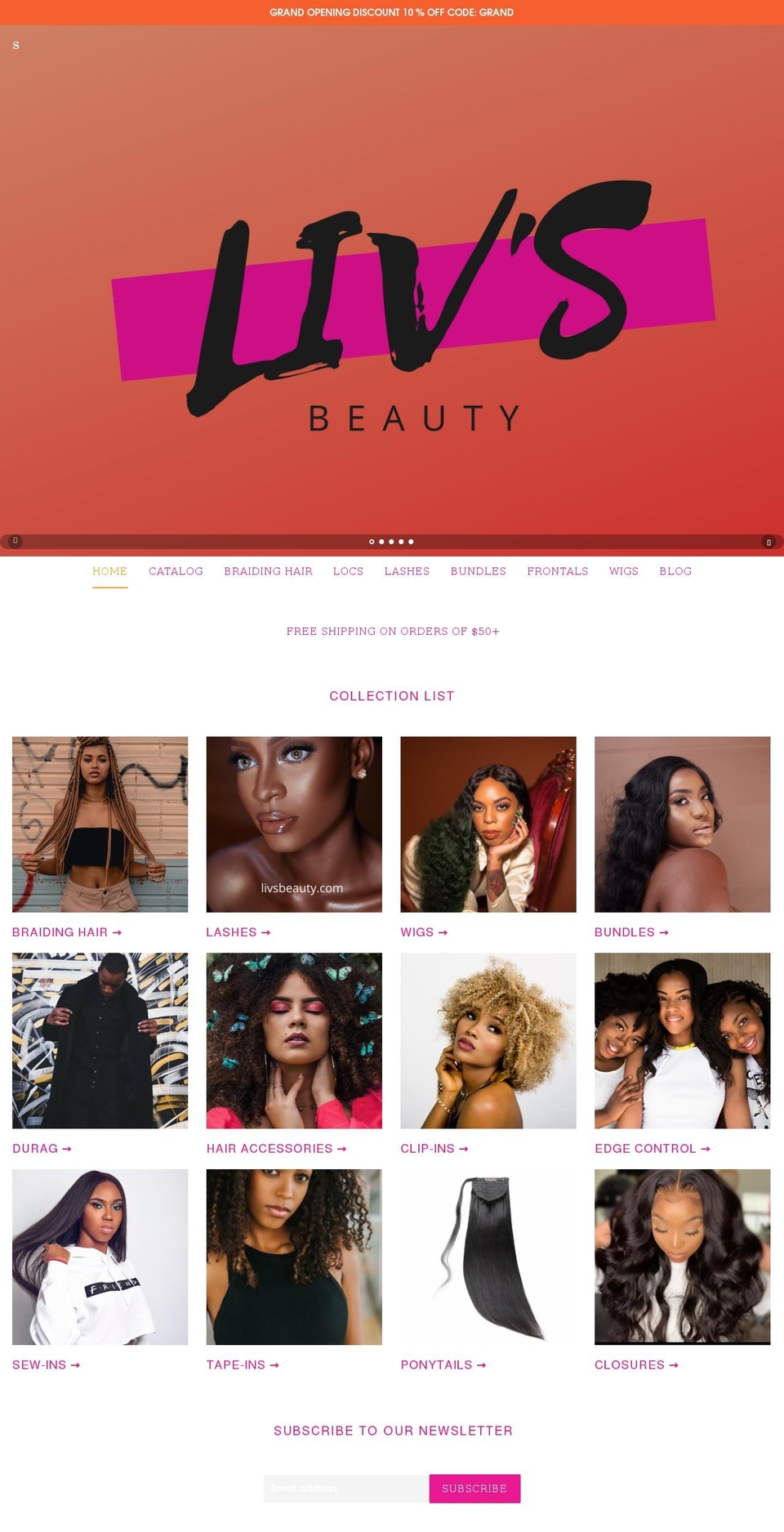 livsbeauty.com shopify website screenshot