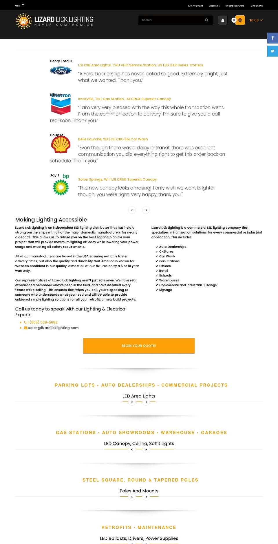 lizardlicklighting.com shopify website screenshot