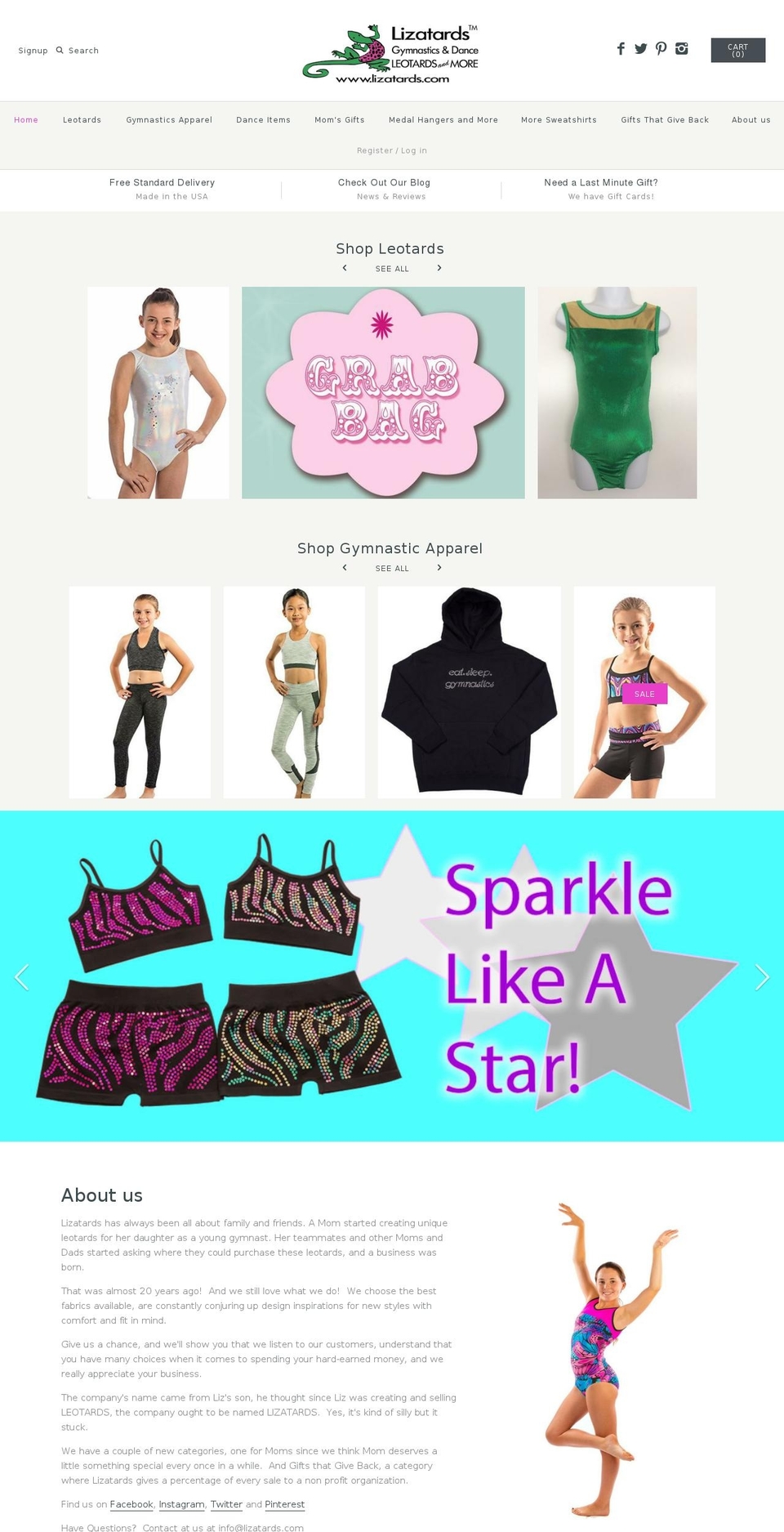 lizatard.com shopify website screenshot