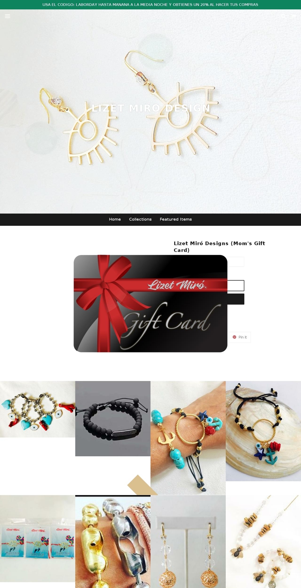 lizetmirodesign.com shopify website screenshot