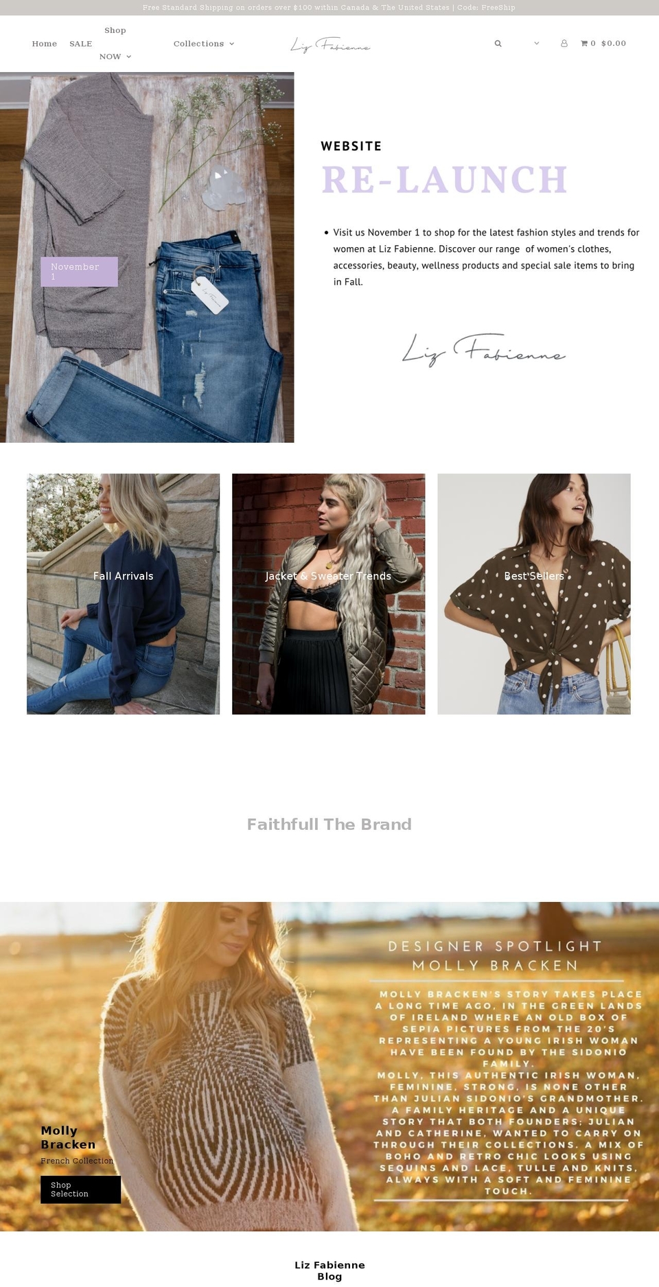 lizfabienne.com shopify website screenshot