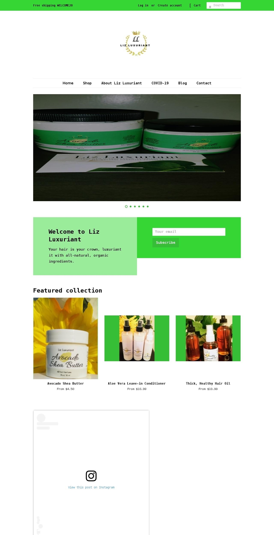 lizluxuriant.com shopify website screenshot