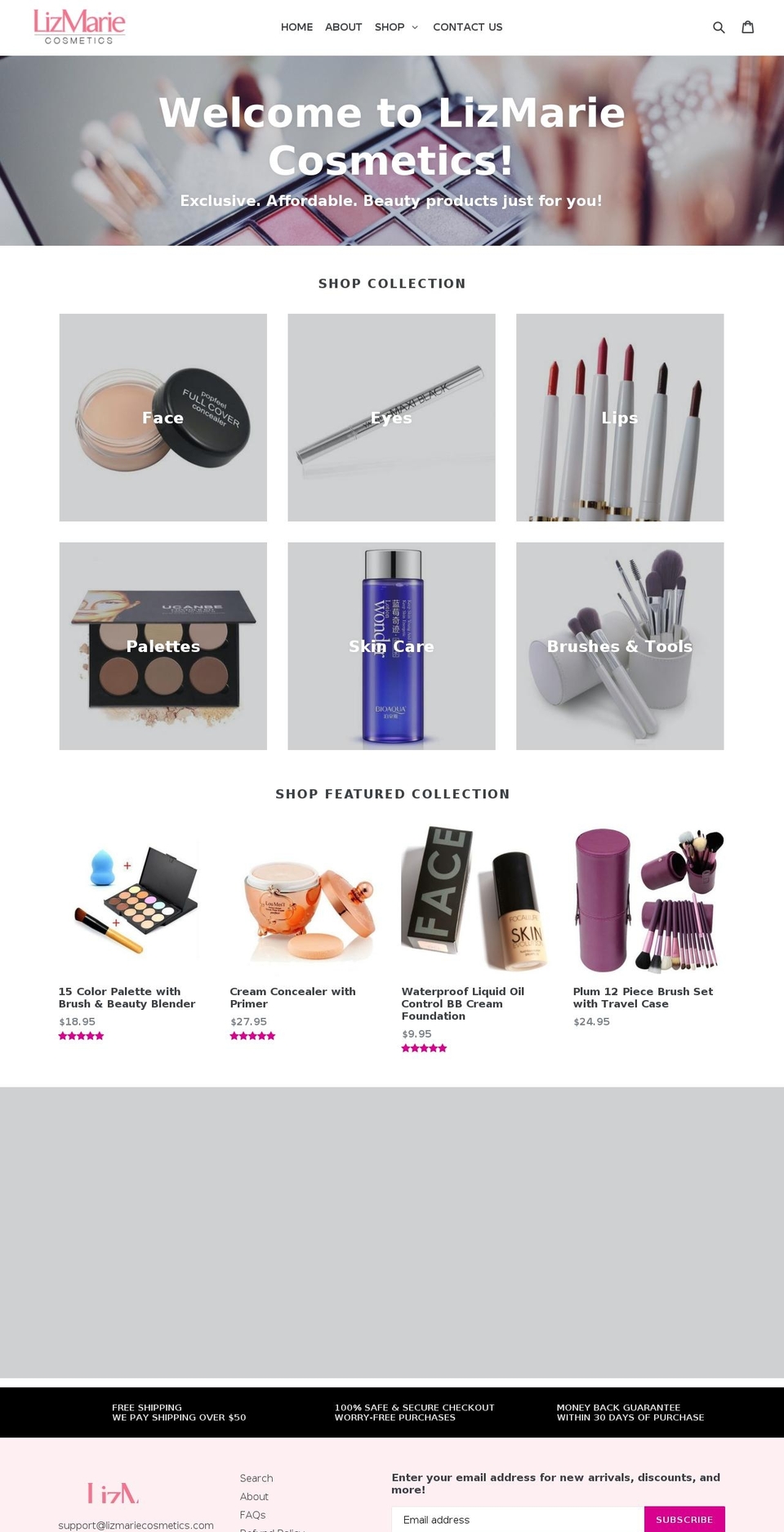 lizmariecosmetics.com — Shopify storefront screenshot