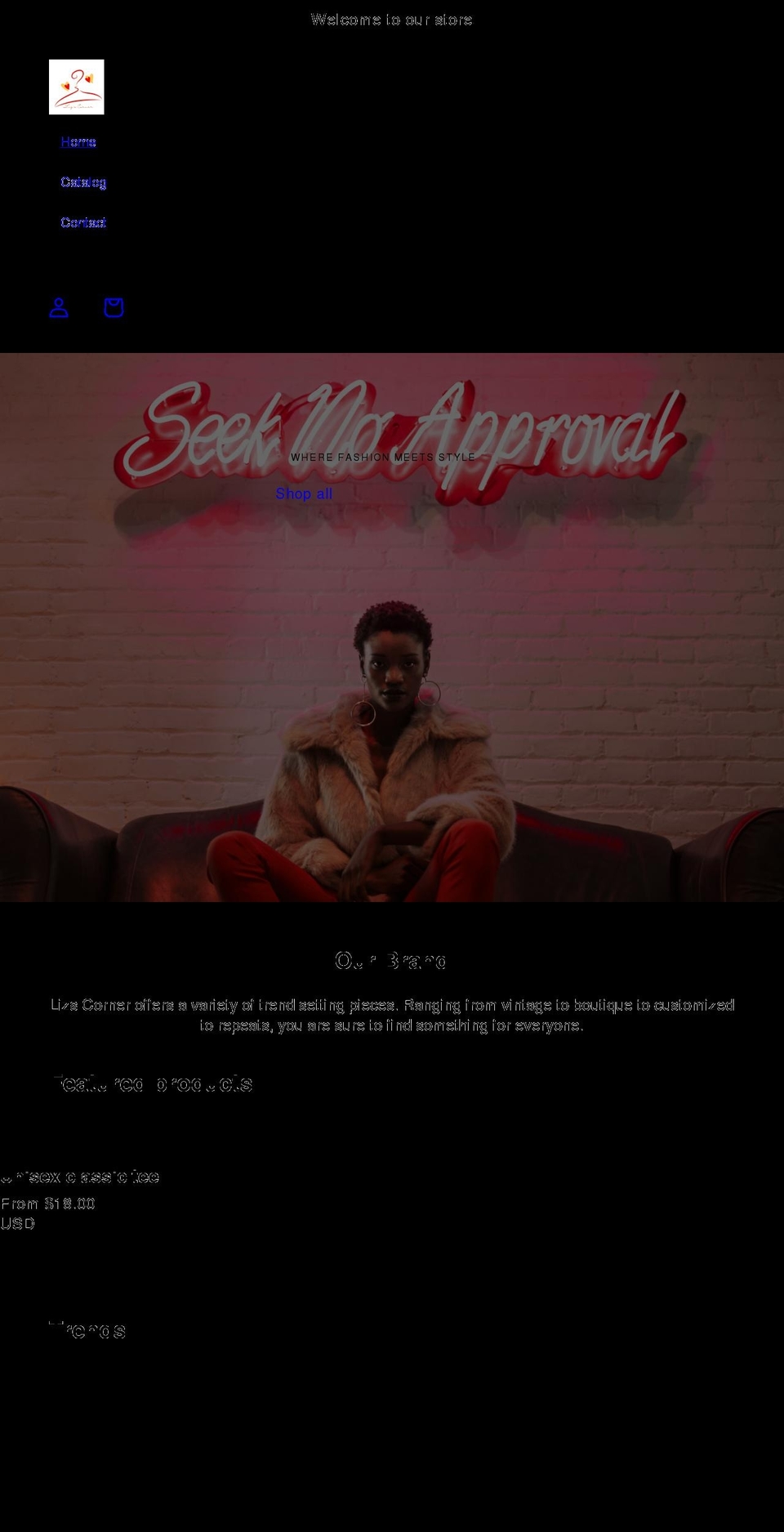 lizscorner.com shopify website screenshot