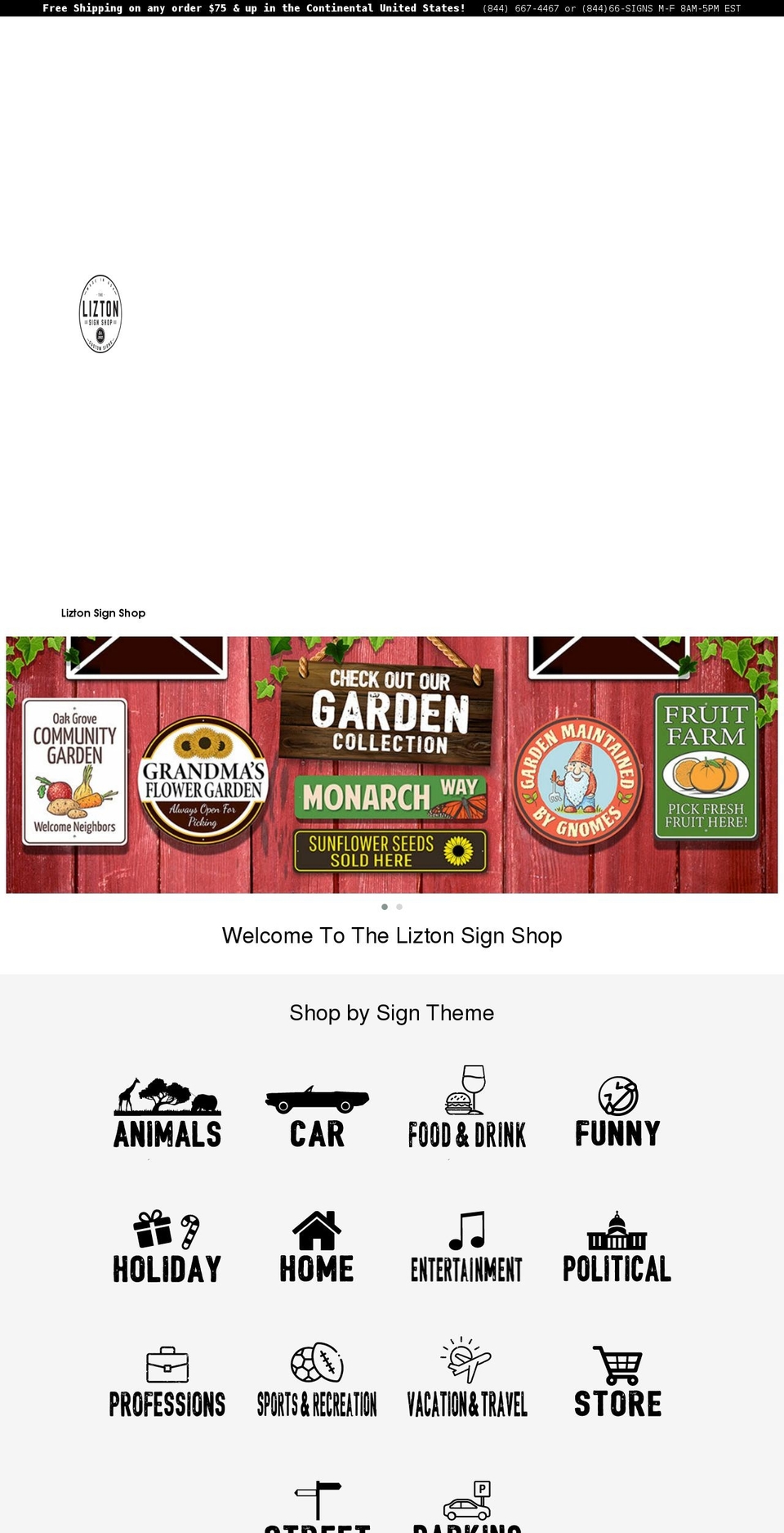 liztonsignshop.com shopify website screenshot