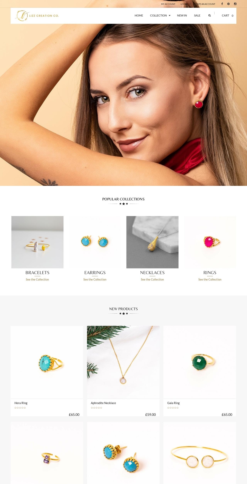 Jewelry r Shopify theme site example lizzcreationco.com