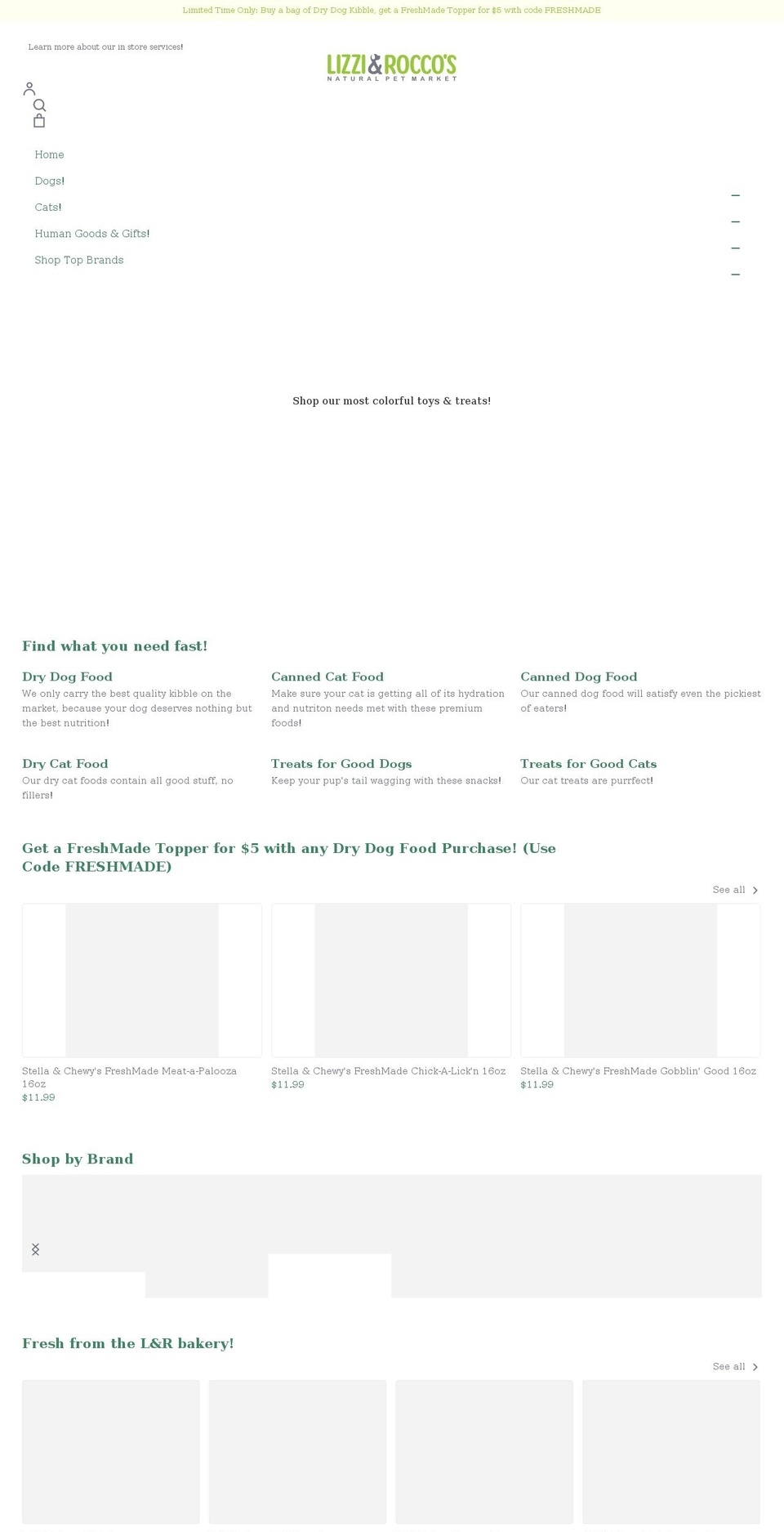 lizzi-roccos.myshopify.com shopify website screenshot