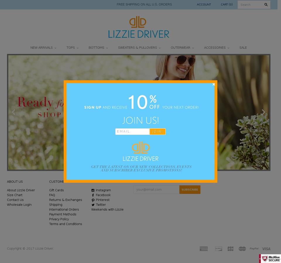 lizziedriver.net shopify website screenshot