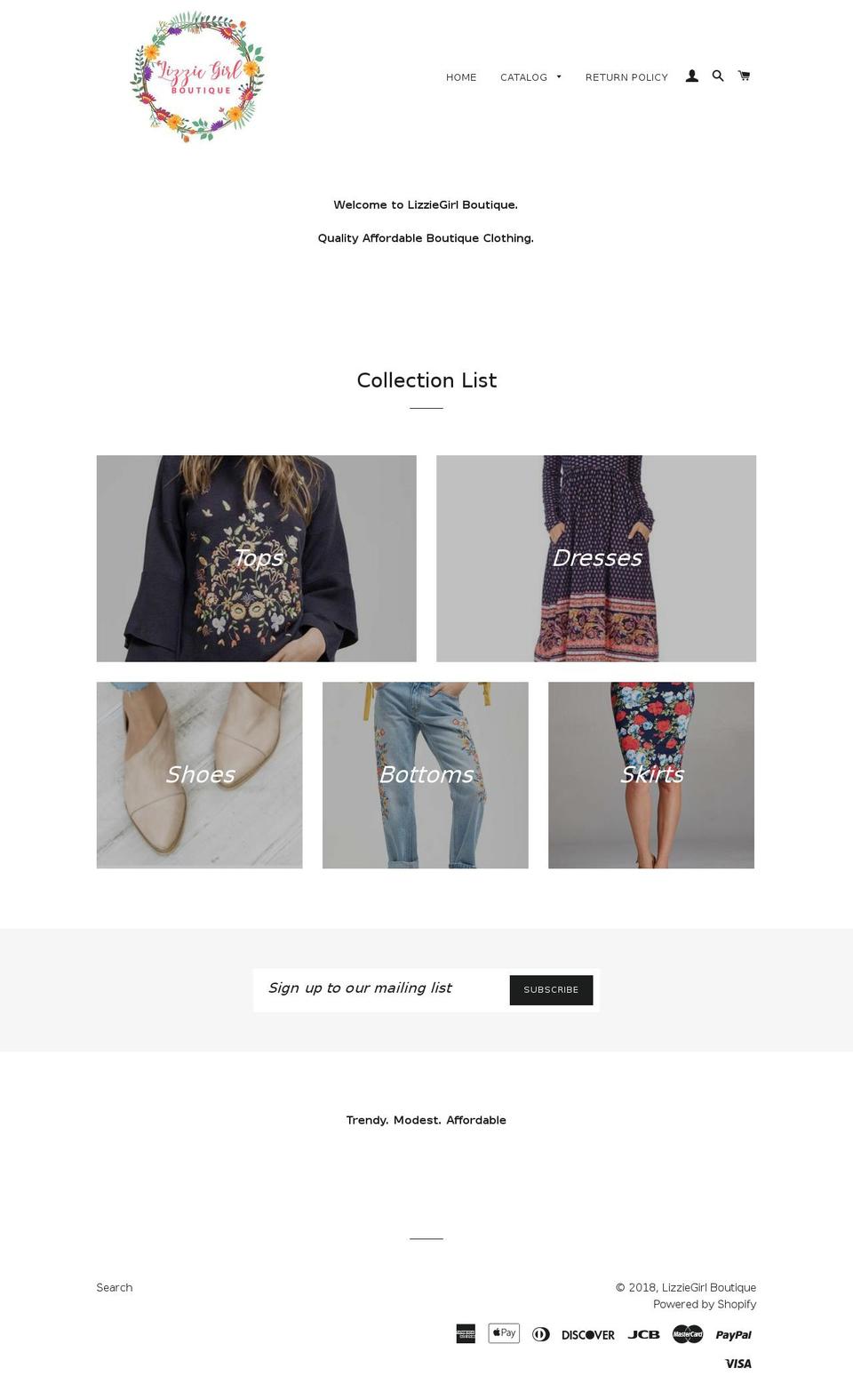 lizziegirlboutique.com — Shopify storefront screenshot