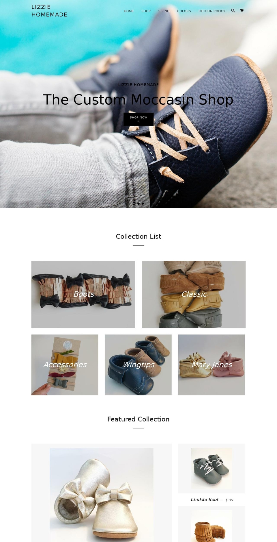 lizziehomemade.com shopify website screenshot