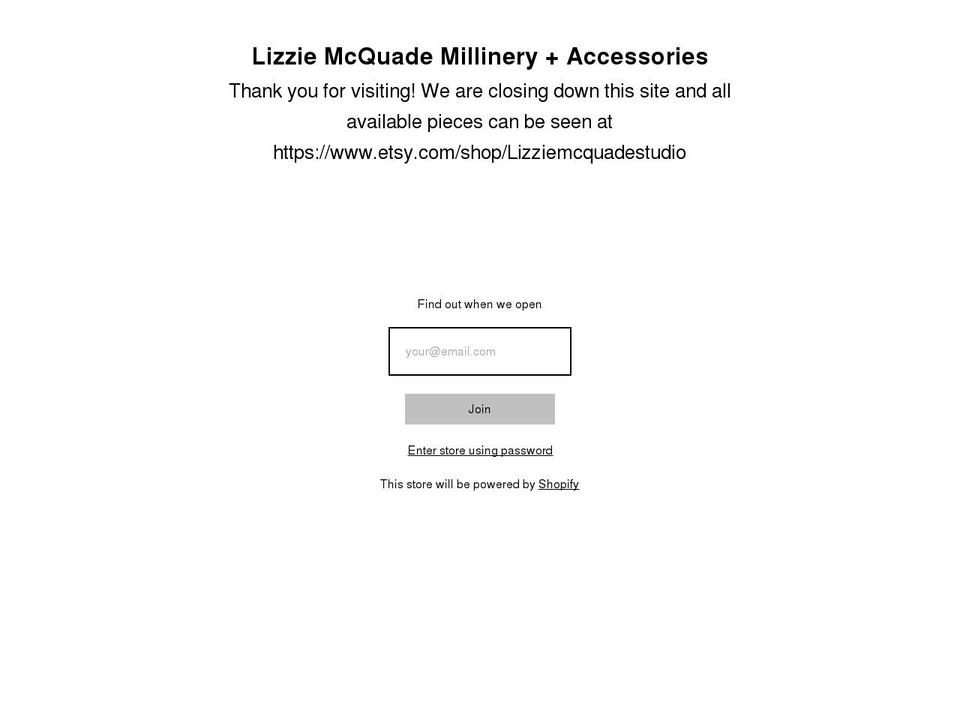 lizziemcquade.com shopify website screenshot