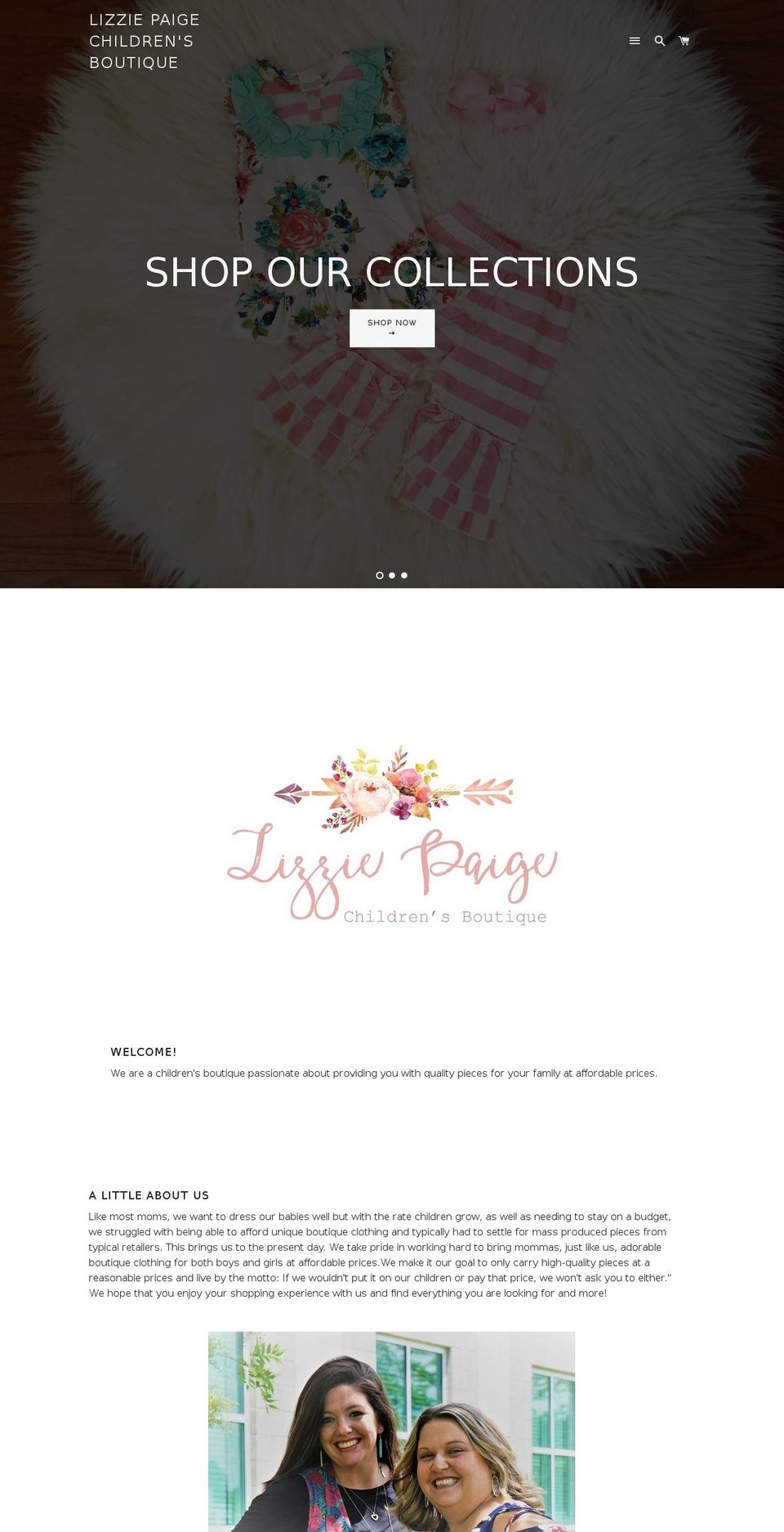 lizziepaigechildrensboutique.com — Shopify storefront screenshot