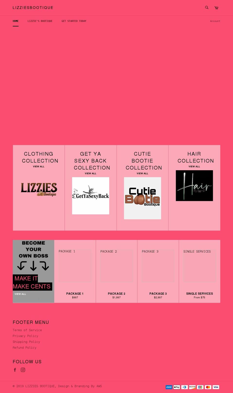 lizziesbootique.com shopify website screenshot