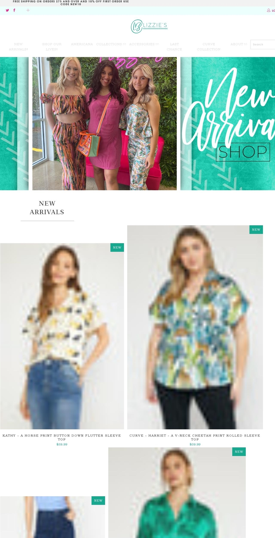 lizziesboutique.com shopify website screenshot