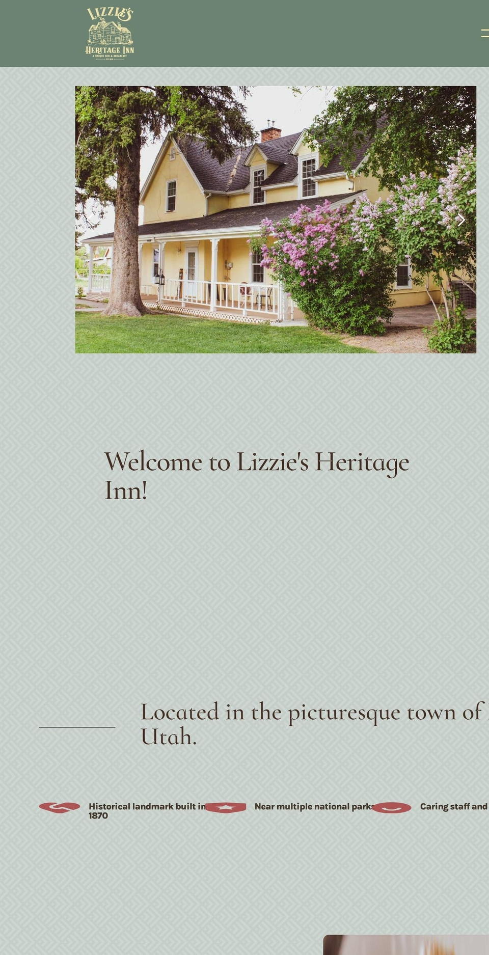 lizziesheritageinn.com — Shopify storefront screenshot